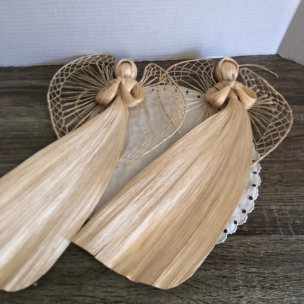 Handcrafted Natural Straw Decorative Angels